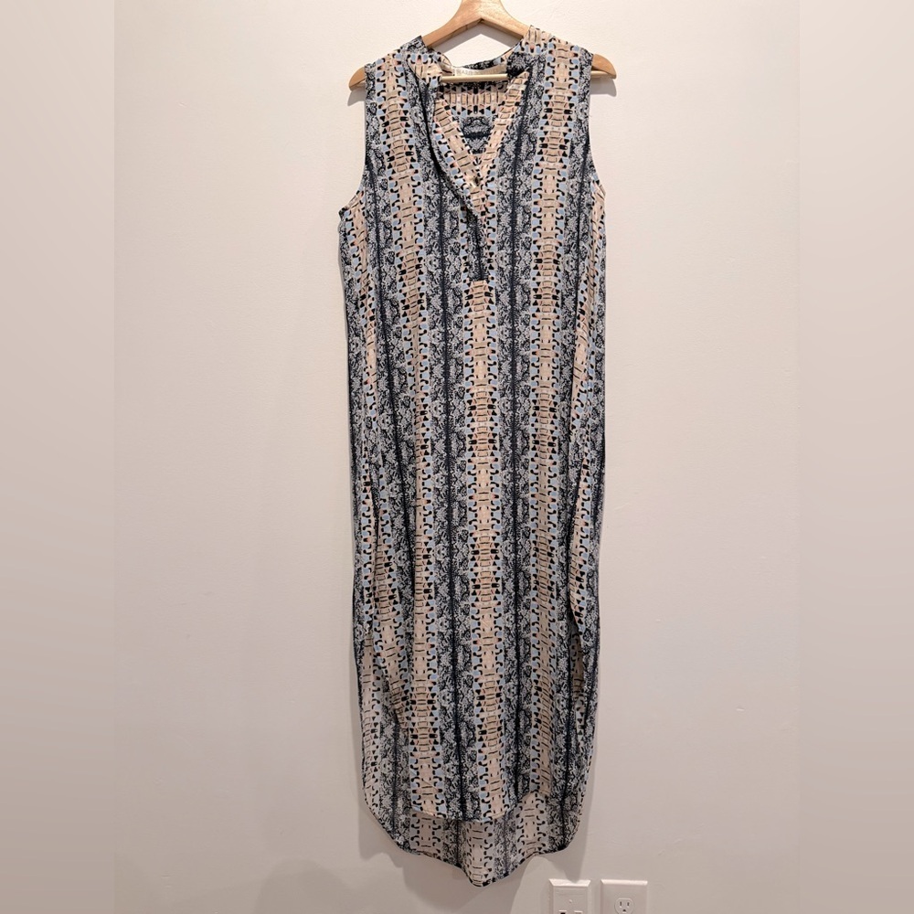 Marie Oliver Animal Print Sleeveless Maxi Dress size M 100% silk EUC